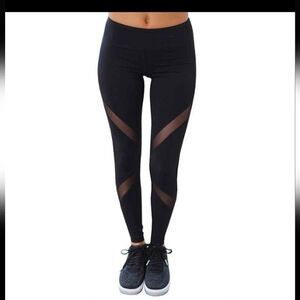 Black Mesh Panel Leggings Small